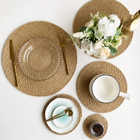 Woven Seagrass Table Mat – Round Natural Placemat Heat Resistant Trivet Non-Slip Rustic Dining Decor