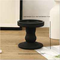 Matte Black Pillar Candle Holder, Retro Roman‑Style Candlestick for Table Decor