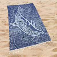 Whale Ocean Print Beach Towel Oversized Rectangular Quick-Dry Absorbent Shawl Summer Coastal Beach Wrap Travel Blanket with Tassel Fringe