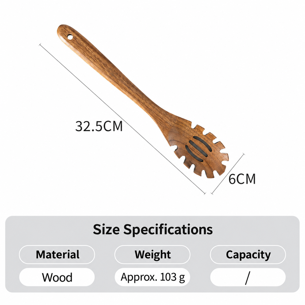 Natural Wooden Pasta Spoon Long Handle Spaghetti Server Slotted Cooking Utensil Kitchen Serving Spoon
