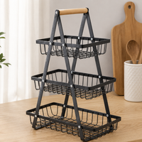Wood and Metal Tiered Storage Basket – 2-Tier or 3-Tier