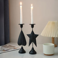 Metal Candleholder Decor, Heart and Star Shape Iron Ornament