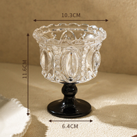 Vintage Glass Dessert Cup, Embossed Pedestal Ice Cream Bowl
