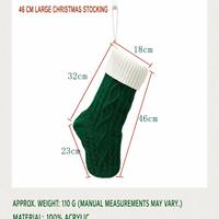 Large Cable Knit Christmas Stocking – 46cm Acrylic Holiday Stocking, Hanging Fireplace Stocking, Christmas Gift Holder in Green, White & Red