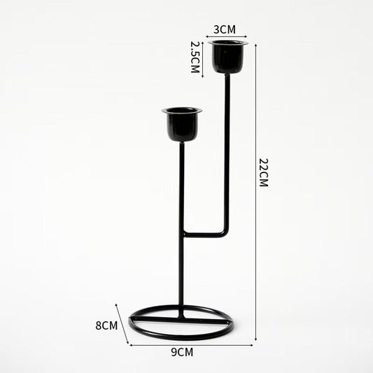 Double-Headed Candleholder with Hollow Base, Vintage Iron Craft