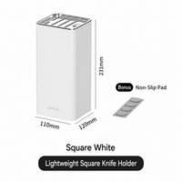 Square Kitchen Knife Holder Organizer, Multifunctional Slot Storage Rack for Knives & Scissors
