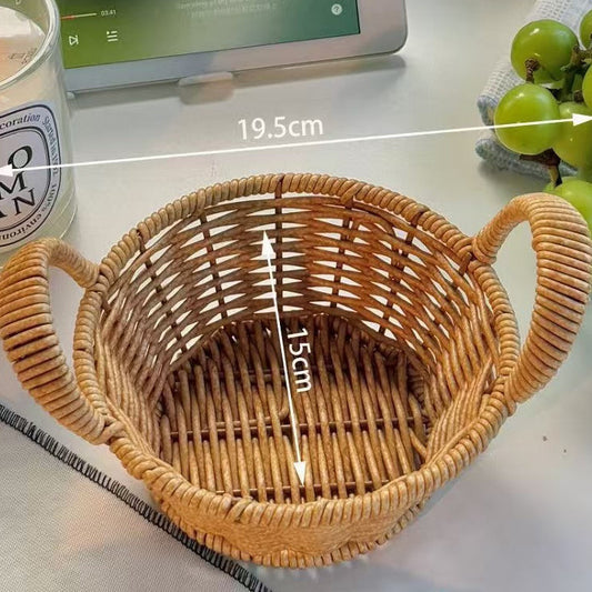 Woven Rattan Style Storage Basket Fruit Organizer Home Decor