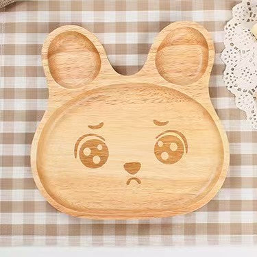 Beech Wood Bunny Shaped Kids Plate