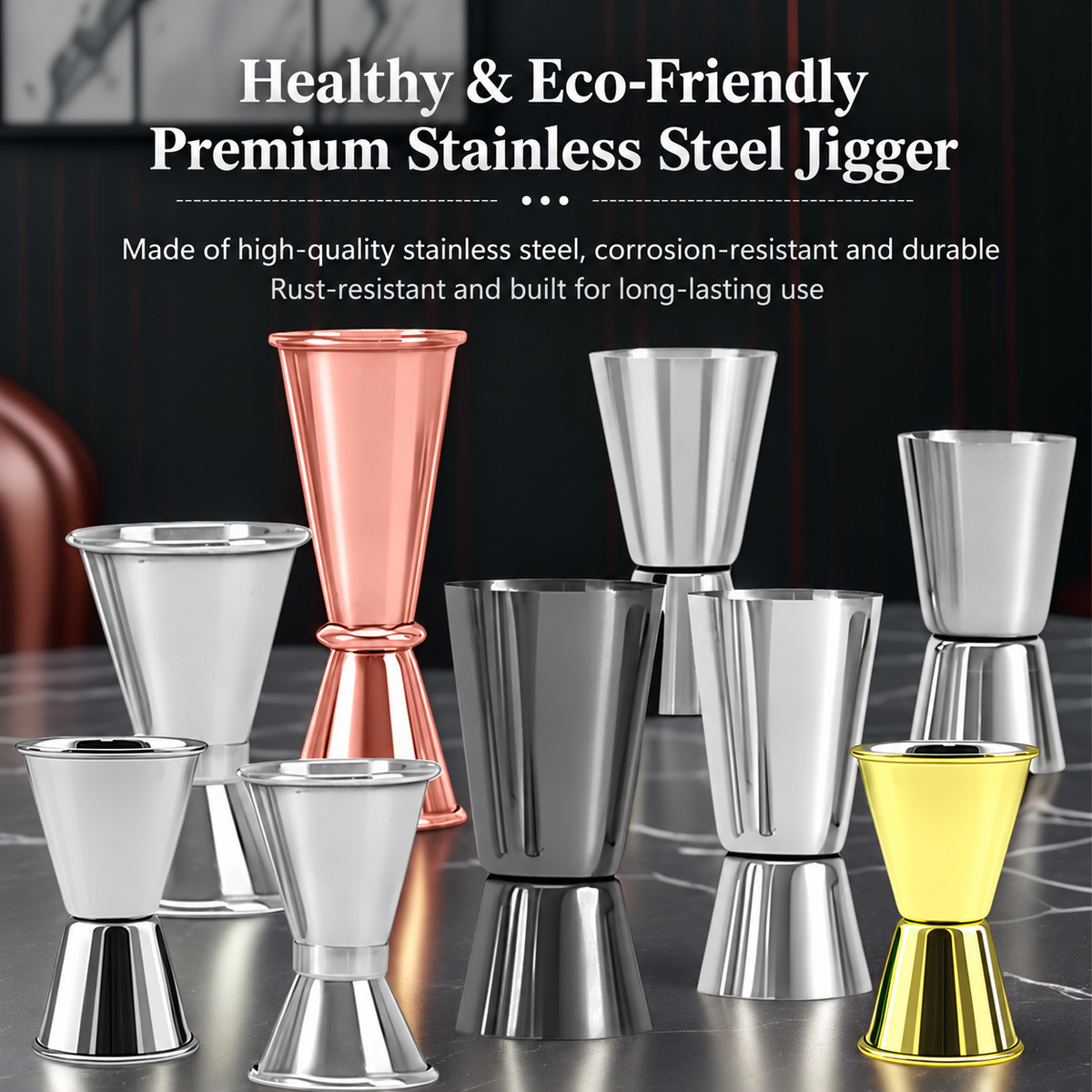 Stainless Steel Double Sided Cocktail Jigger, Bar Measuring Cup
