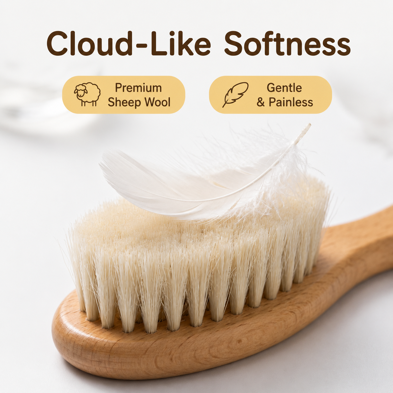 Beechwood Sheep Wool Body Brush – Ultra Soft Baby Bath & Dry Brush