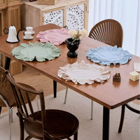 Solid Color Ruffle Placemat Round Dining Table Mat