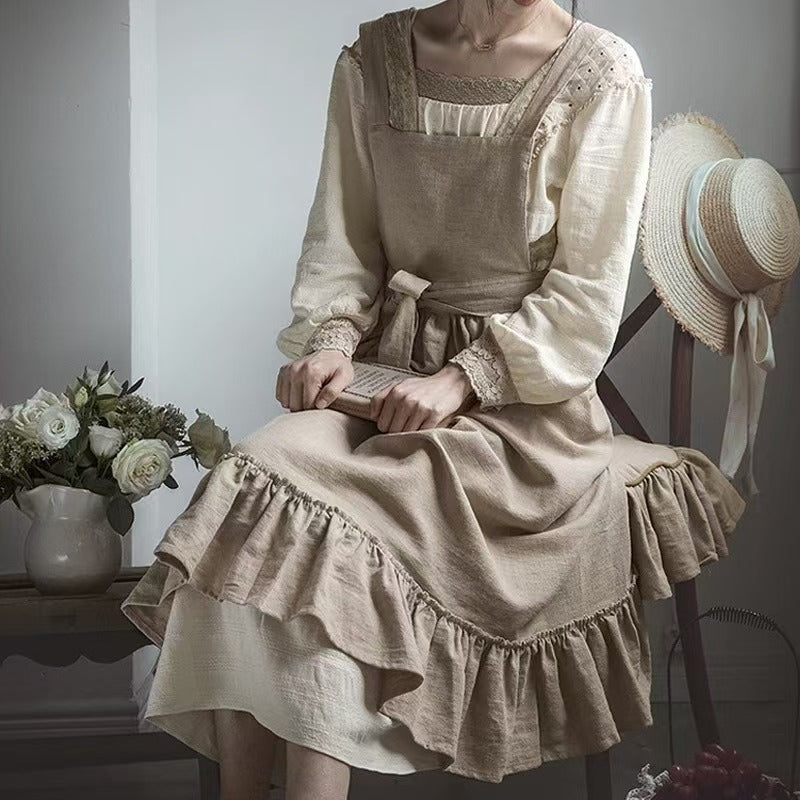Vintage Ruffle Cotton Apron