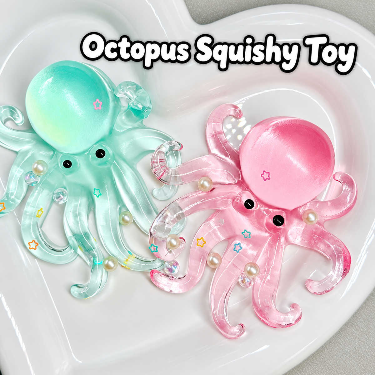 Transparent Octopus Squishy Toy Colorful Jellyfish Style Stress Relief Fidget Toy