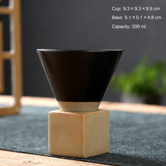 Ceramic Coffee Cup with Square Base – 200 ml Conical Drink Cup for Latte, Tea, Espresso, Dessert & Home Café Use