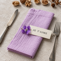 French Country Textured Cloth Dinner Napkin with Overlocked Edges, 16.54 Inches