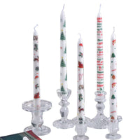 25cm Christmas Printed Taper Candles – Set of 2