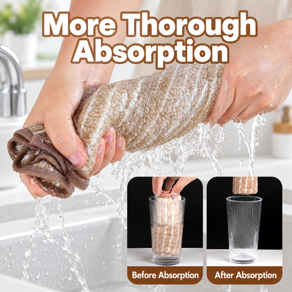 Thick Absorbent Kitchen Dishcloth Reusable Cleaning Towel Oil Resistant Dish Washing Cloth