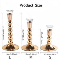 French Gold Electroplated Bead Candleholder, Heavy Duty Exquisite Iron Decor