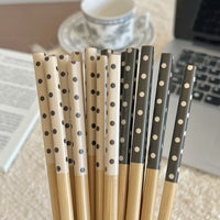 24cm Bamboo Chopsticks Polka Dot Reusable Tableware