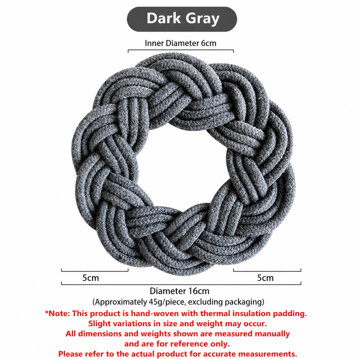 Woven Cotton Rope Placemat, Wreath Style Heat-Resistant Table Mat