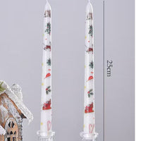 Christmas Pattern Taper Candles 25cm – Set of 2