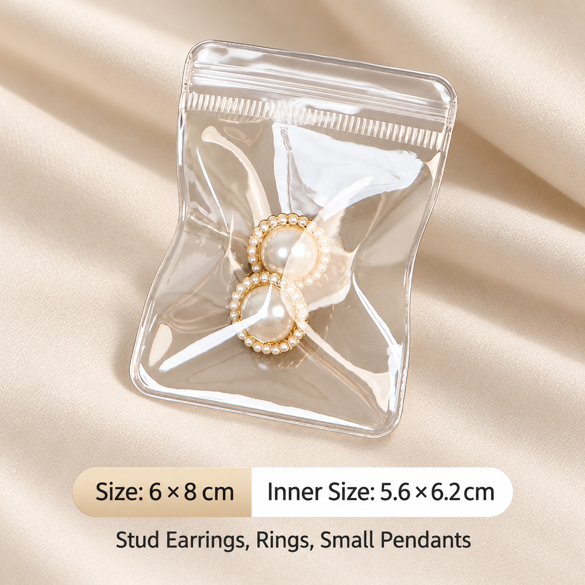 Transparent PVC Jewelry Packaging Pouch Reusable Self Sealing Storage Bag