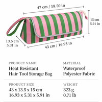 Striped Heat Resistant Hair Tool Bag with Fold Out Mat