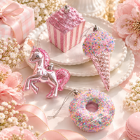 Pink Candy Christmas Tree Ornament Glitter Donut Ice Cream Gift Box Decoration
