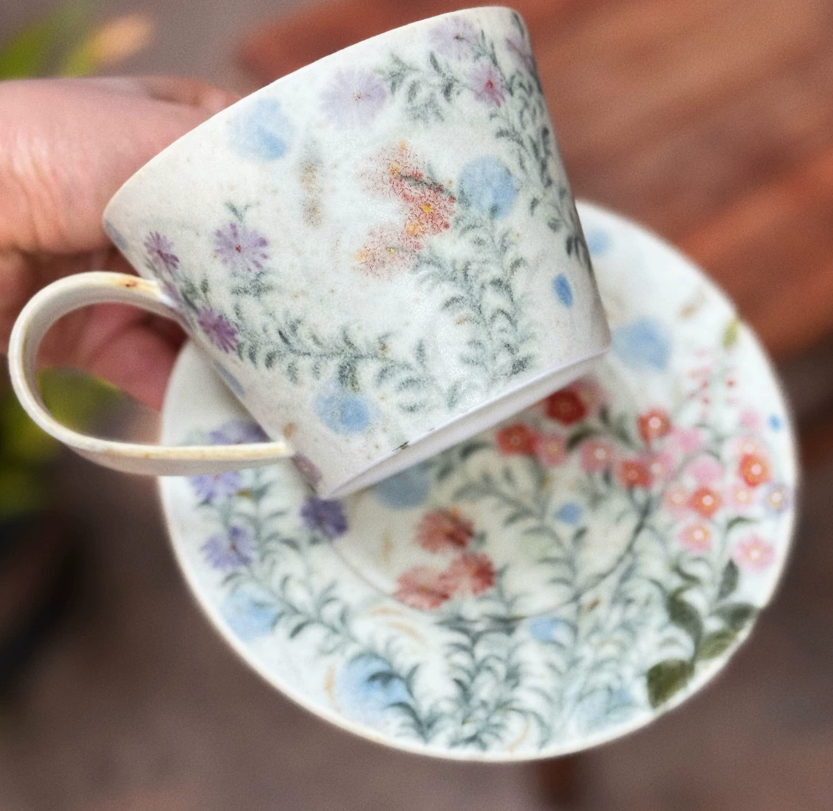Painted Blossom Coffee Cup & Saucer