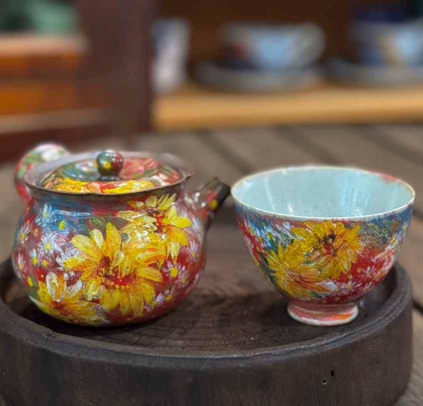 Impressionist Clay Side-Handle Tea Duo