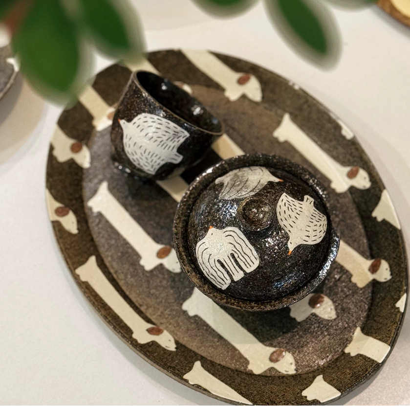 Midnight Cat Rustic Ceramic Plate