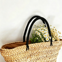 Natural Corn Husk Woven Mini Square Bag – Soft Straw Handbag with Peach Skin Lining