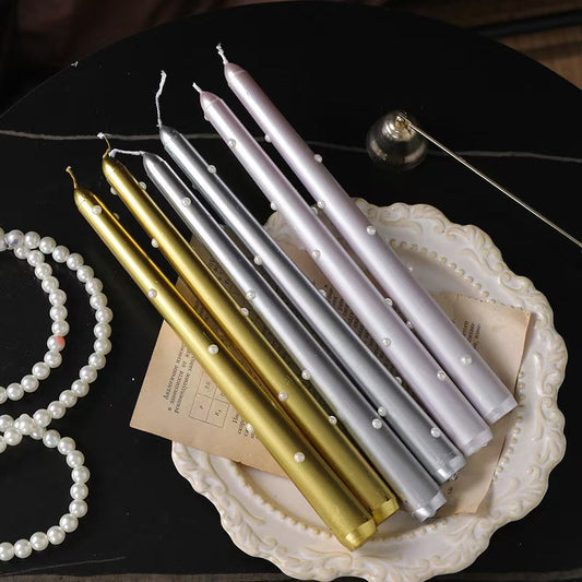 12” Pearl Taper Candles, Smokeless Soy Blend – Set of 2