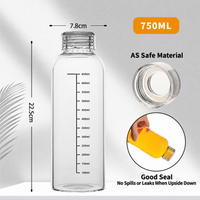 High Borosilicate Glass Water Bottle with AS Lid Heat Resistant Drink Container