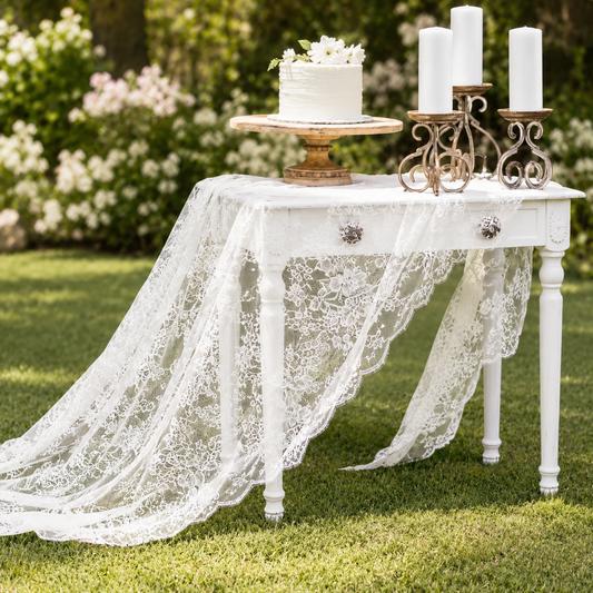 French Embroidered Lace Table Runner