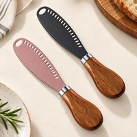 Stainless Steel Butter Knife – Serrated Cheese Spreader with Acacia Wood Handle
