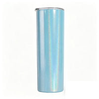 Stainless Steel Straight Tumbler Light Blue Coated Straw Cup 20oz 15oz Insulated Travel Drink Cup