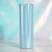Stainless Steel Straight Tumbler Light Blue Coated Straw Cup 20oz 15oz Insulated Travel Drink Cup