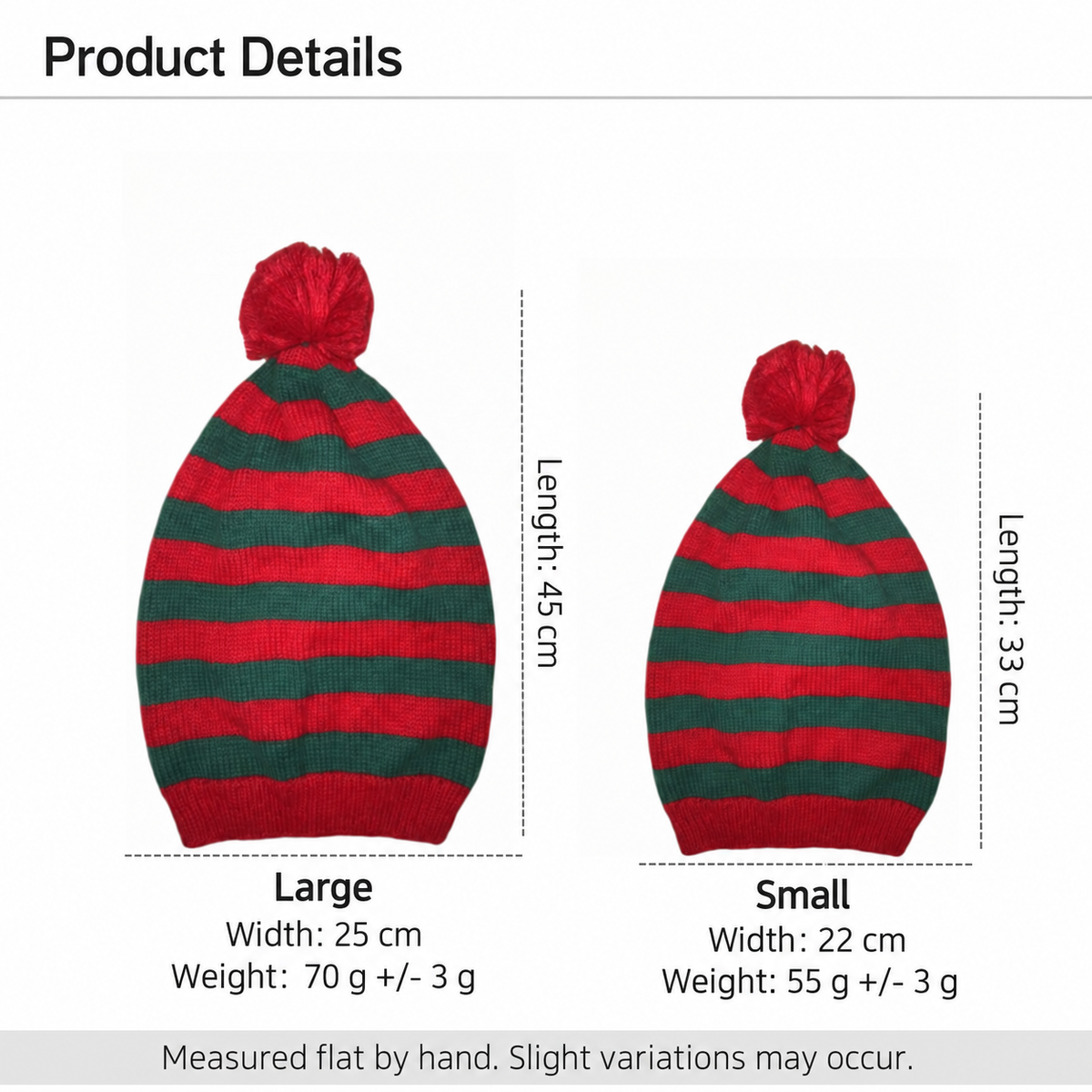 Christmas Striped Knit Beanie with Pom Pom, Festive Winter Hat