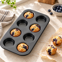 12-Cup Metal Muffin Pan, Mini Cupcake Baking Tray, Gold or Black