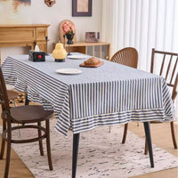 Vintage Striped Ruffle Tablecloth Rectangular Dining Table Cover