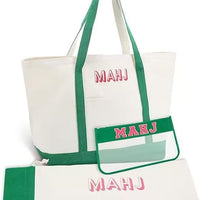 Canvas Mahjong Tote Bag Set – Large Capacity Shoulder Bag with Storage Pouch and Drawstring Cover
