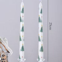 25cm Christmas Printed Taper Candles – Set of 2