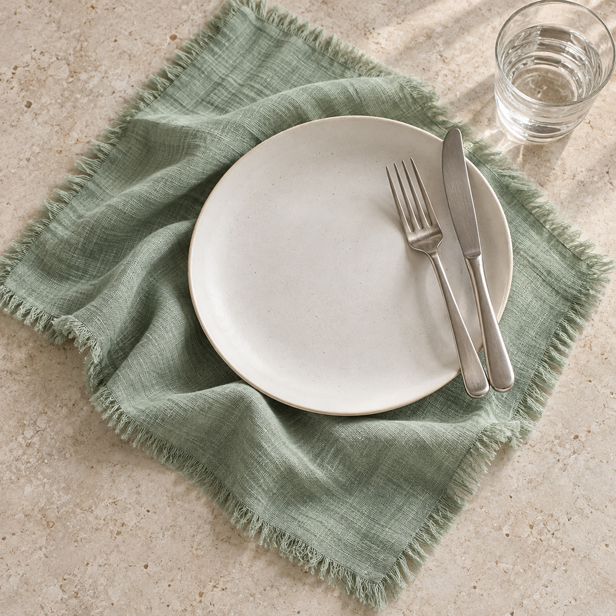 Fringed Cotton Linen Napkins for Relaxed Gatherings and Beautiful Table Settings, 45 x 45 cm