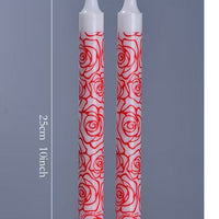 25cm Rose Printed Taper Candles – Set of 2