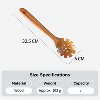 Natural Wooden Pasta Spoon Long Handle Spaghetti Server Slotted Cooking Utensil Kitchen Serving Spoon