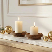 Natural Wood Candle Tray Rustic Decor Base