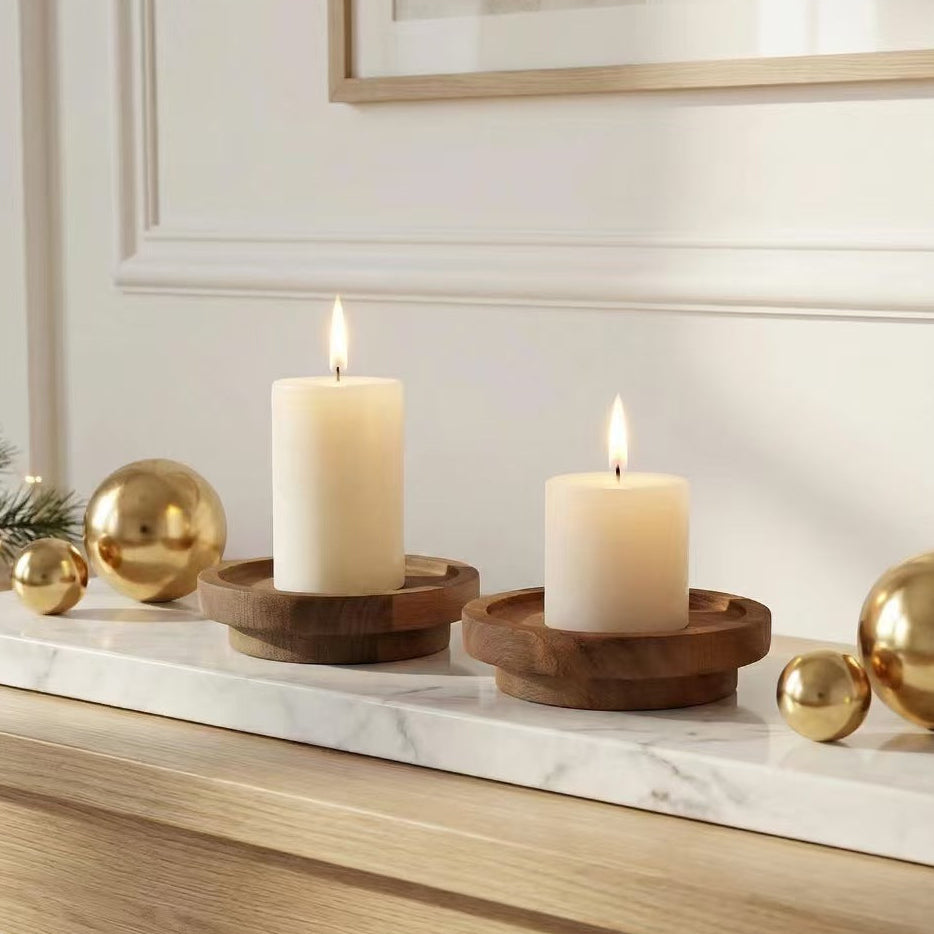 Natural Wood Candle Tray Rustic Decor Base