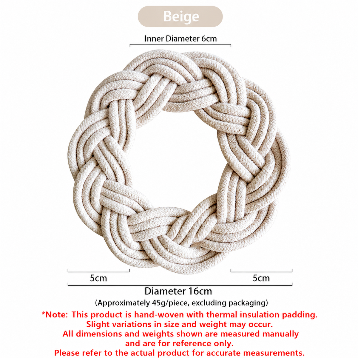 Woven Cotton Rope Placemat, Wreath Style Heat-Resistant Table Mat
