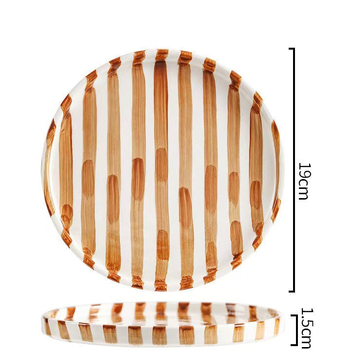 Minimalist European Striped Ceramic Cup and Saucer Set